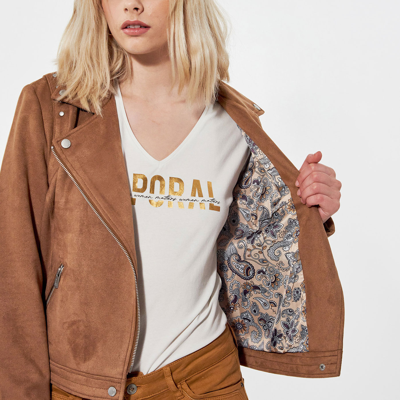 FREON  Veste régular marron Femme, style motard