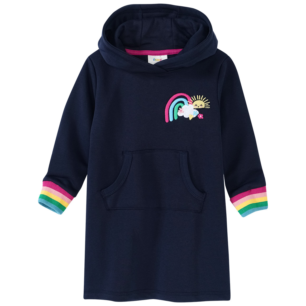 Mädchen Sweatkleid mit Regenbogen-Stickerei