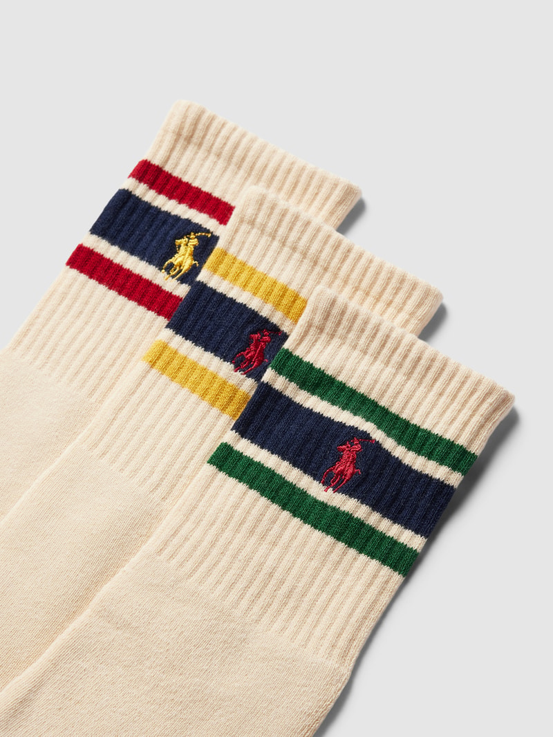 Socken mit Label-Stitching im 3er-Pack in ecru