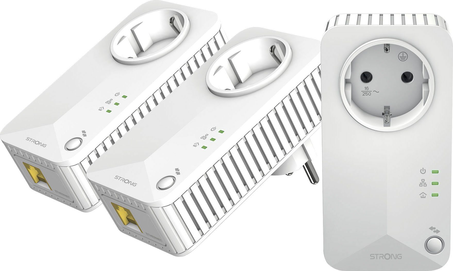 Strong Powerline WiFi 600 Triple Pack V2 Reichweitenverstärker, 600 Mbit/s, 3 Einheiten