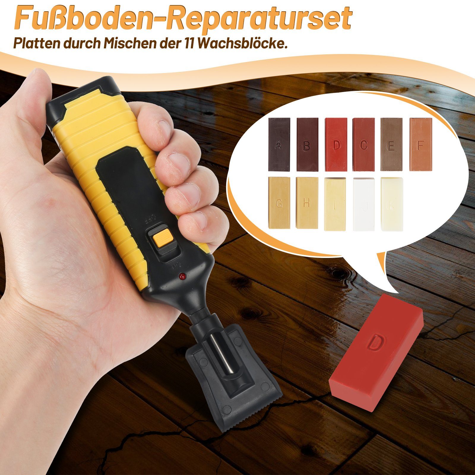 Gimisgu Holz Bodenfliese Holz Reparatur Set WRS Fliesenreparaturset 11.fks, Farbe, Set, für Fliesen Kacheln & Steingut Reparaturset Fliesen