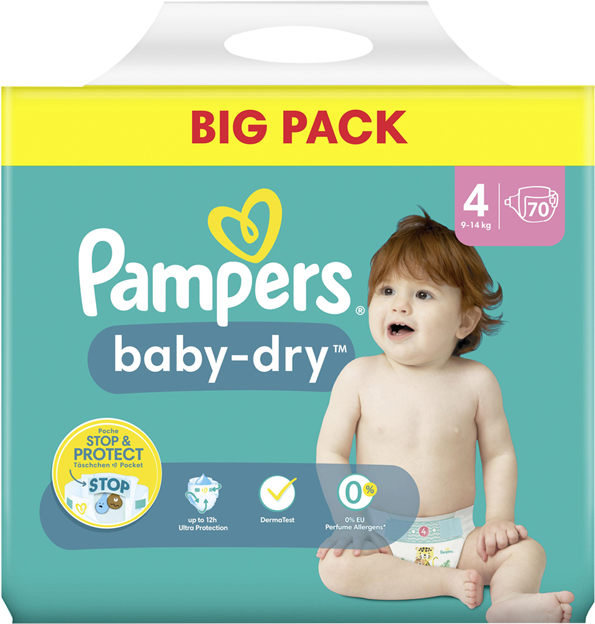 Pampers Baby-Dry Windeln Gr. 4 9-14kg Big Pack