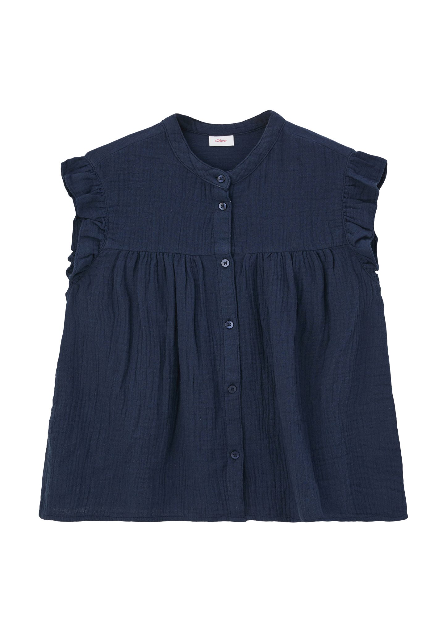 s.Oliver Kurzarmbluse Bluse mit Struktur Raffung