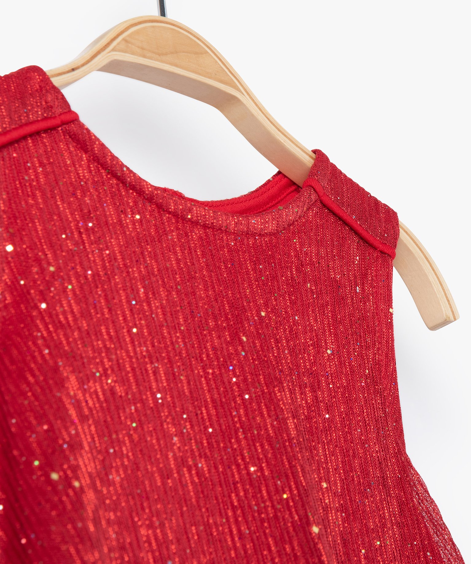 Robe bébé fille en maille plissée et pailletée rouge | GEMO
