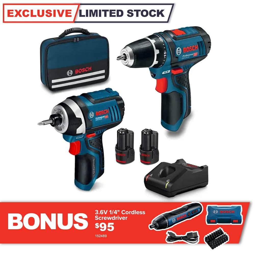 BOSCH 12V 2 Piece 2 x 2.0Ah Combo Kit 0615990L1G