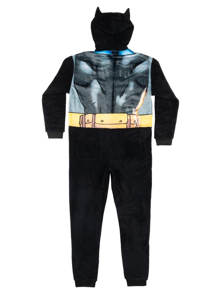 Batman DC Comics Batman Kostüm Overall mit Kapuze Onesie Jumpsuit Einteiler in schwarz günstig kaufen