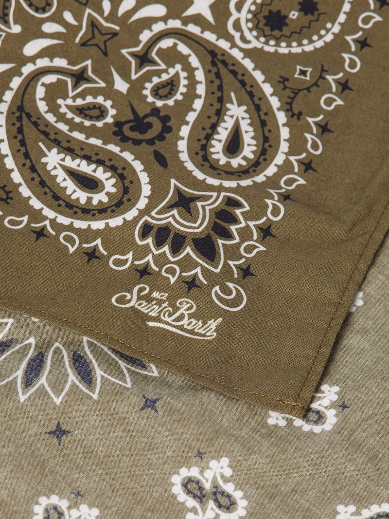 Schal mit Label-Print Modell 'FOULARD' in olivgrün