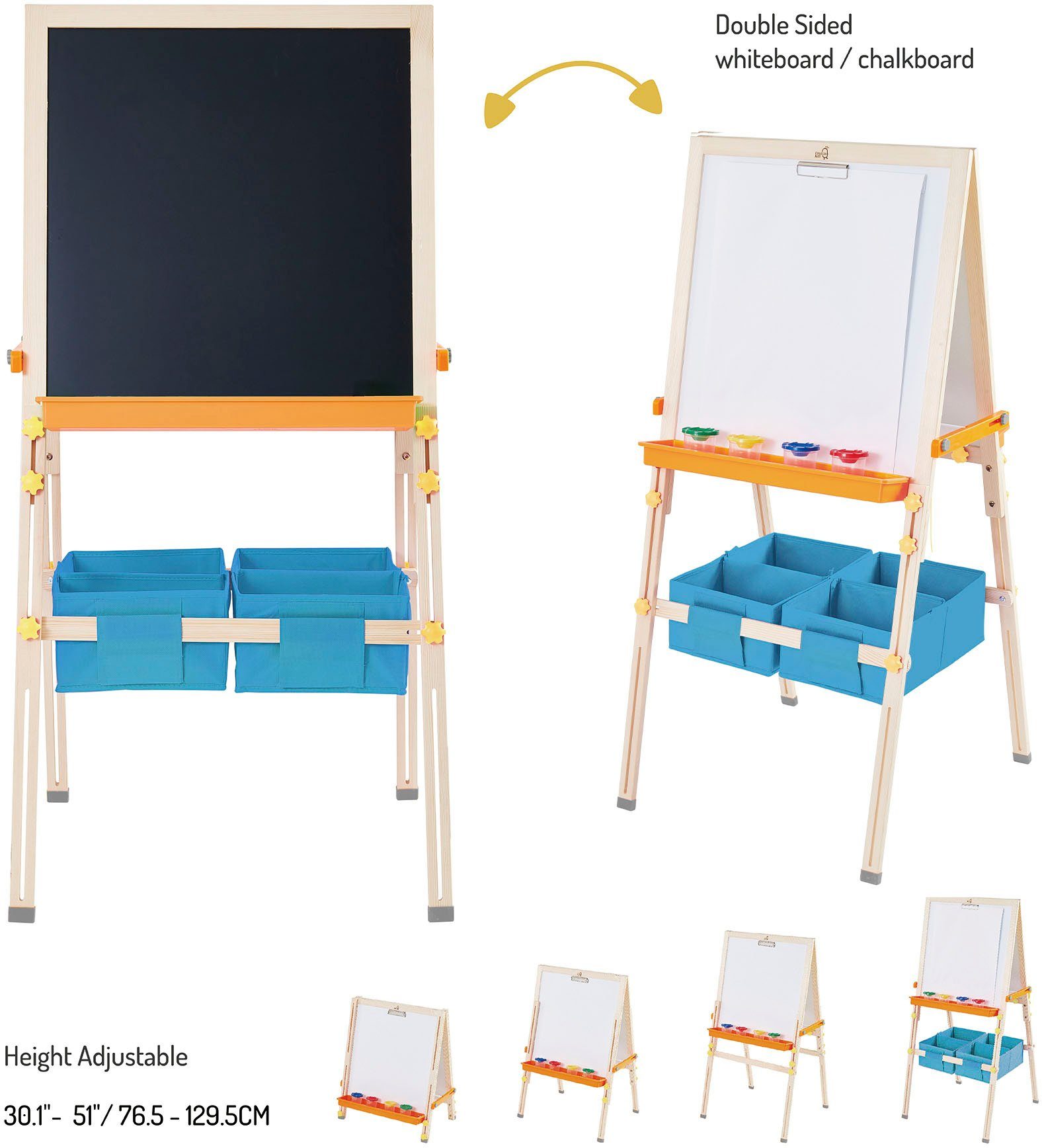 TEAMSON™ KIDS Standtafel Holzspielzeug, Little Artist, zweiseitig, mit weißer Magnetseite