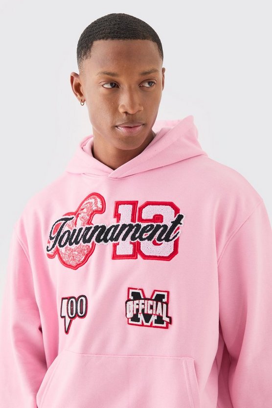 Kastiger Hoodie mit Applikation