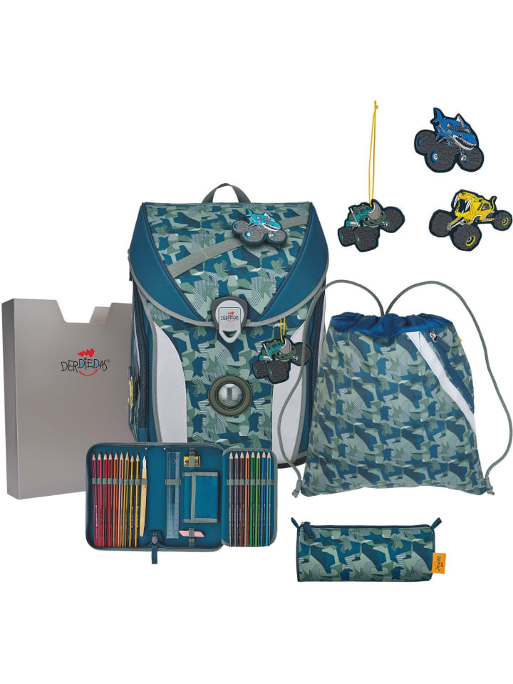 DerDieDas Schulranzen Set 5-tlg. Ergoflex Max Monster Truck 2023 in blau günstig kaufen onesize