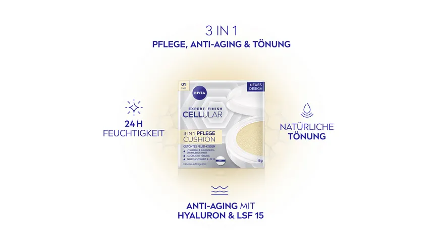 NIVEA Cellular Expert Finish 3in1 Pflege Cushion Hell 15 g