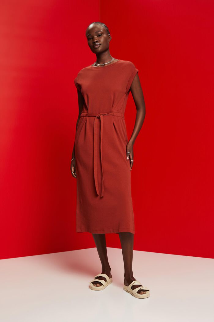 Midikleid aus Jersey mit Bindegürtel