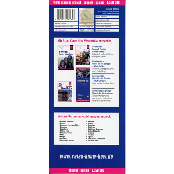 Reise Know-How Landkarte Senegal, Gambia 1 : 550 000 - Straßenkarte