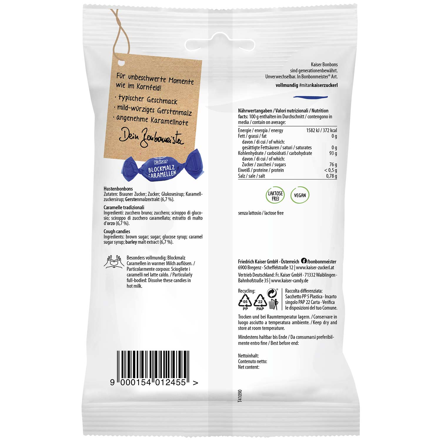 Kaiser Blockmalz Caramellen 100g