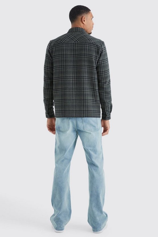 Tall langärmliges strukturiertes kariertes Overshirt