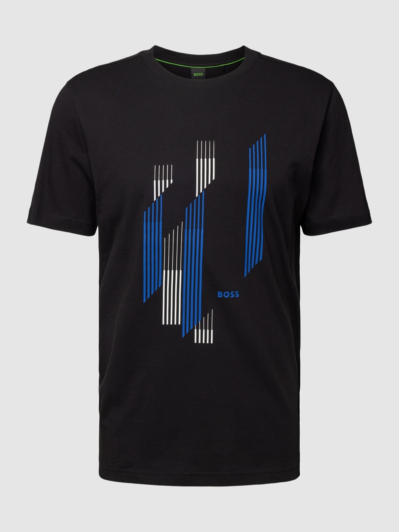 T-Shirt aus Baumwolle mit Label-Detail in schwarz