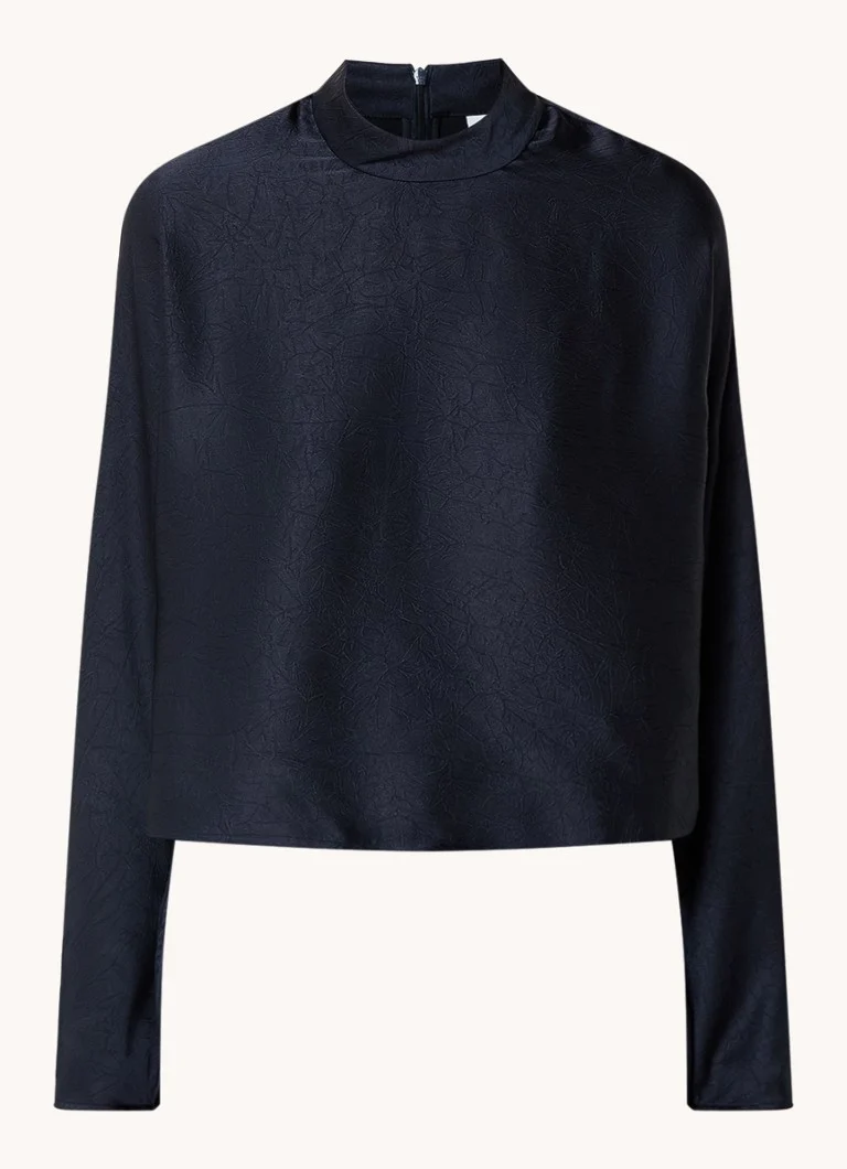 Top Dante 6 Sally din satin texturat cu guler înalt