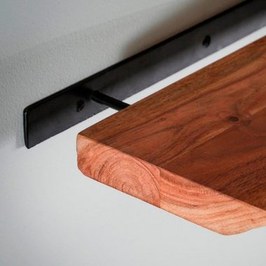 RINGO-Living Regal Massivholz Wandregal Kana in Natur-dunkel 600mm, Möbel