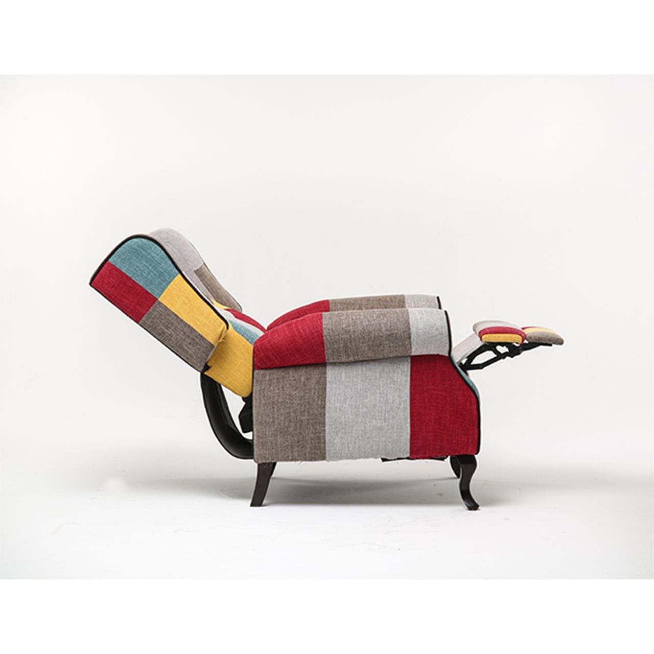 Better Home Skandinavischer Sessel mit verstellbarer Rückenlehne PICO, stoffbezug Patchwork bunt