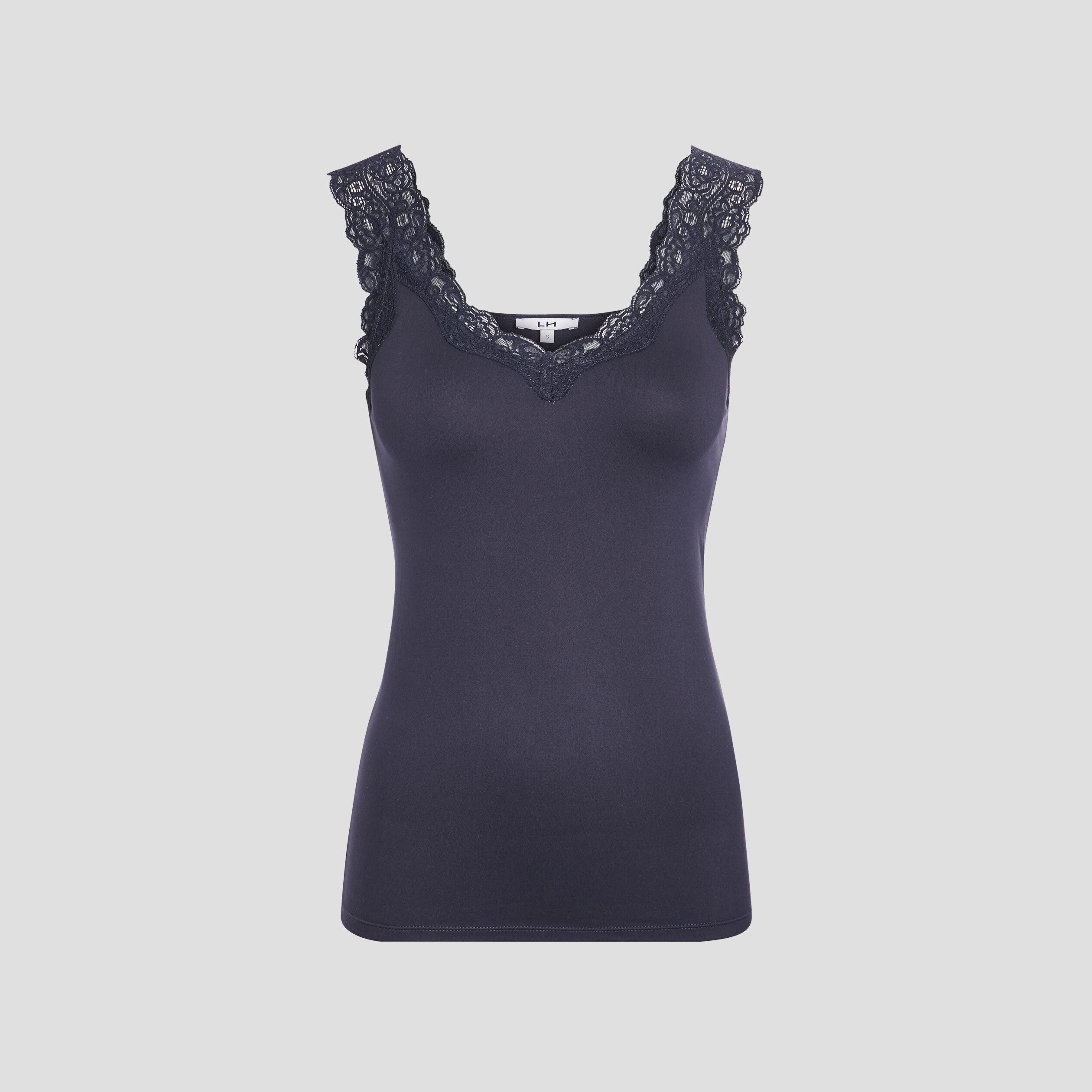 Débardeur détail dentelle ajusté bleu marine femme | La Halle