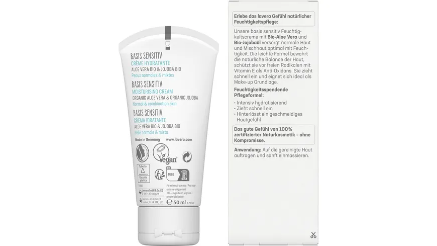lavera BASIS SENSITIV Feuchtigkeitscreme 50 ml