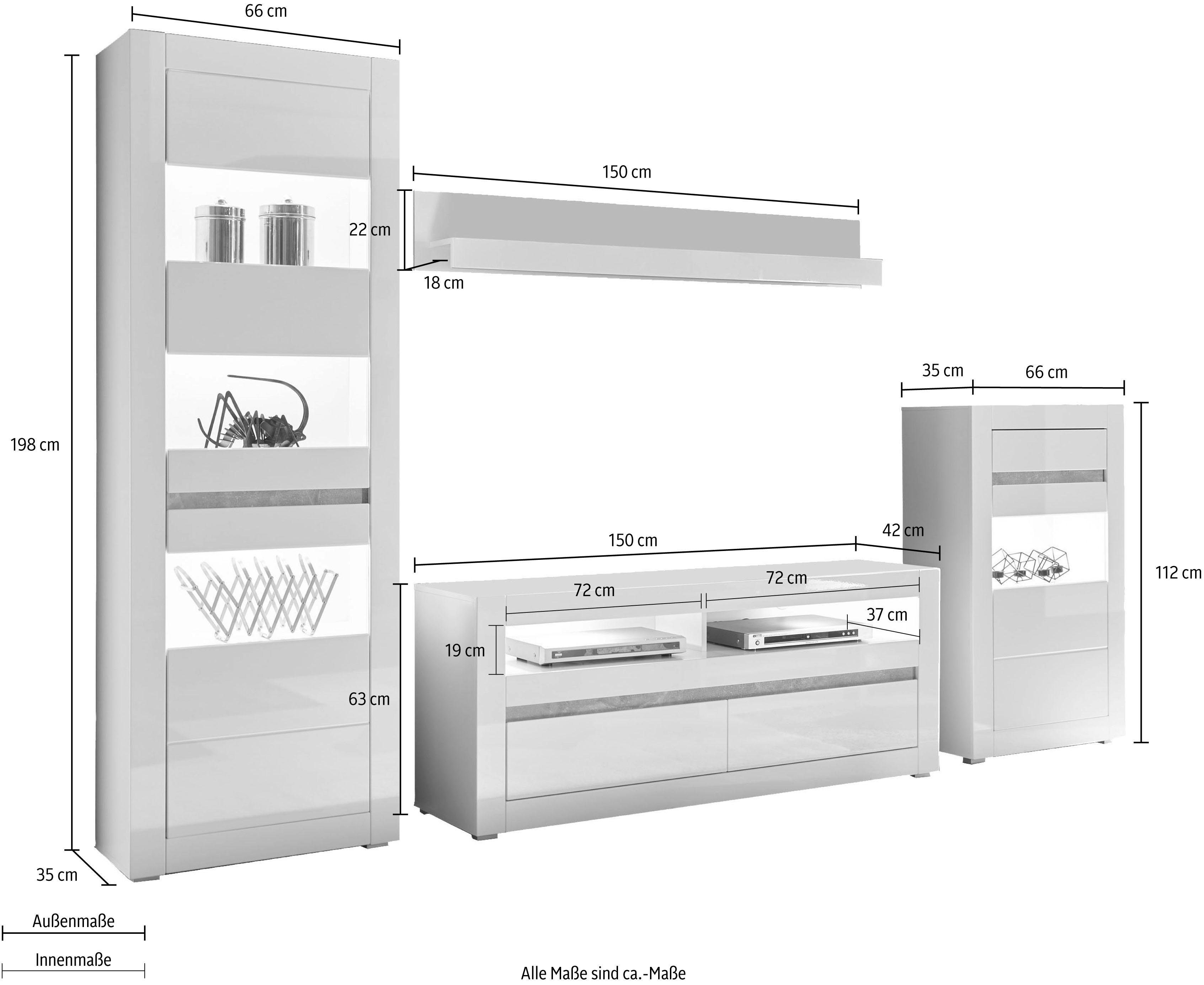 INOSIGN Wohnwand Carat, (Set, 4-St)