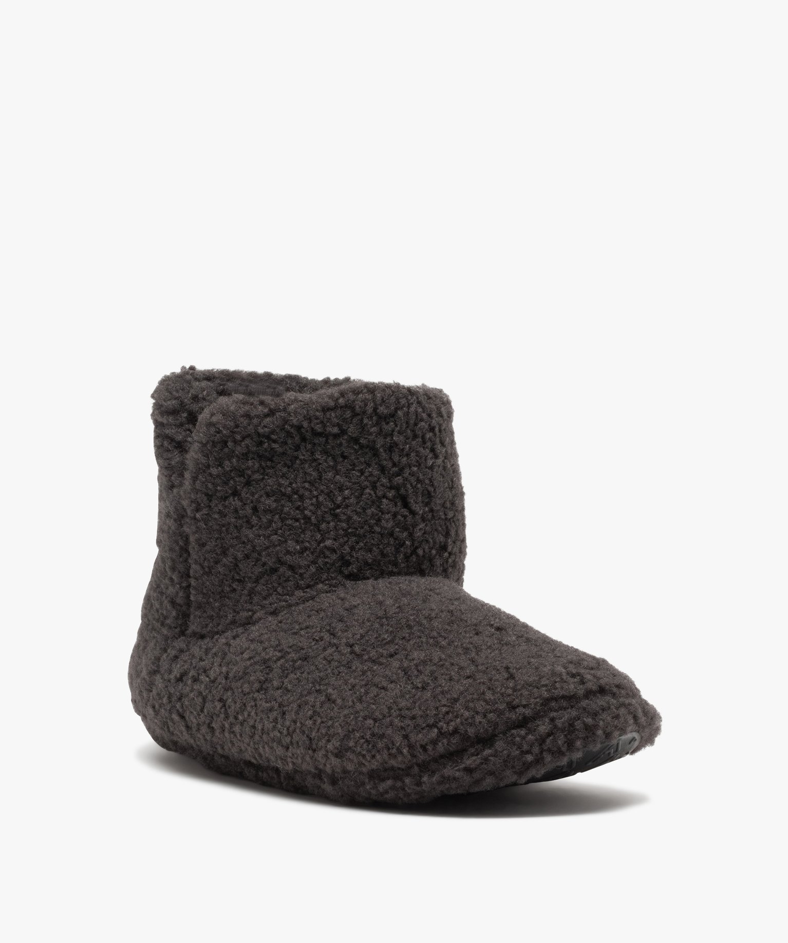 Chaussons homme boots unis en textile sherpa gris fonce | GEMO