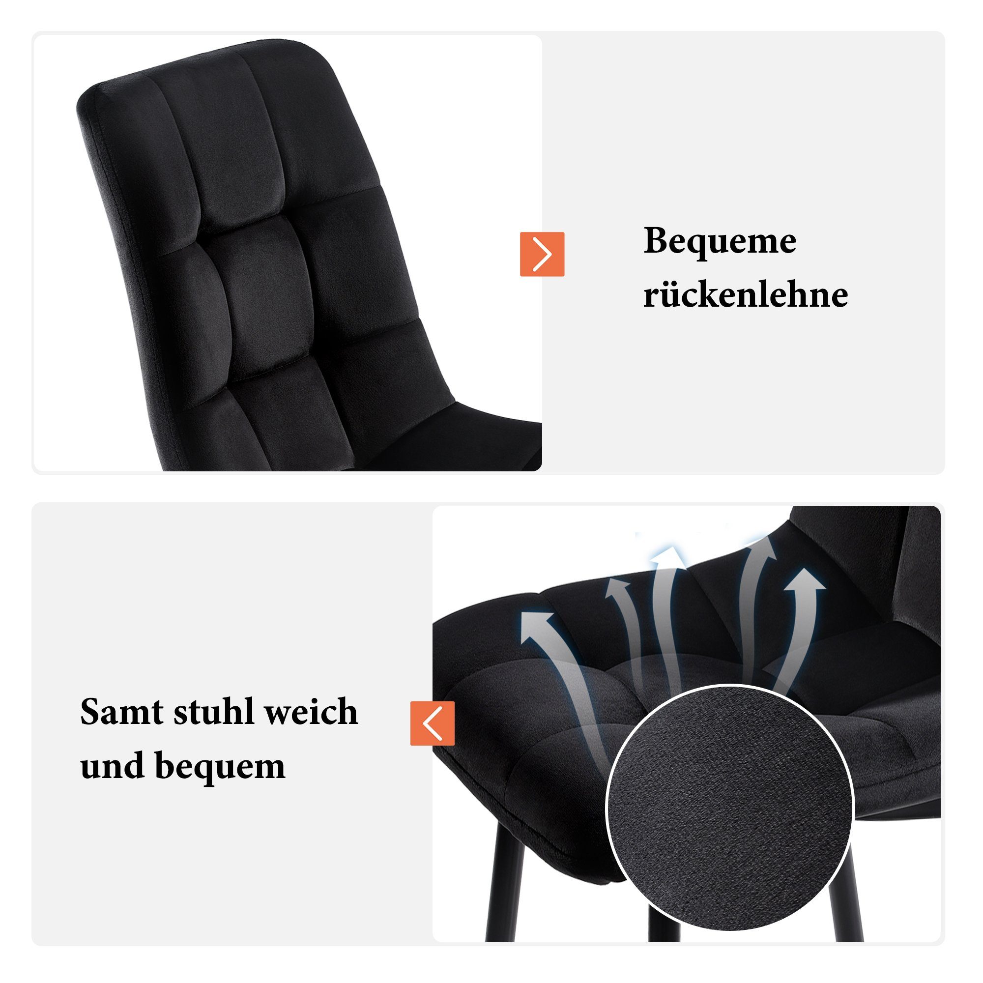 Flieks Essgruppe, (5-tlg), Esstisch mit 4 Stühlen Set Esszimmer Sitzgruppe, Metallbeine
