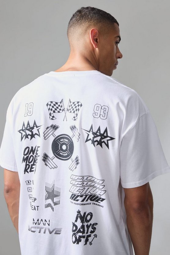 Man Active Oversize T-Shirt mit Print