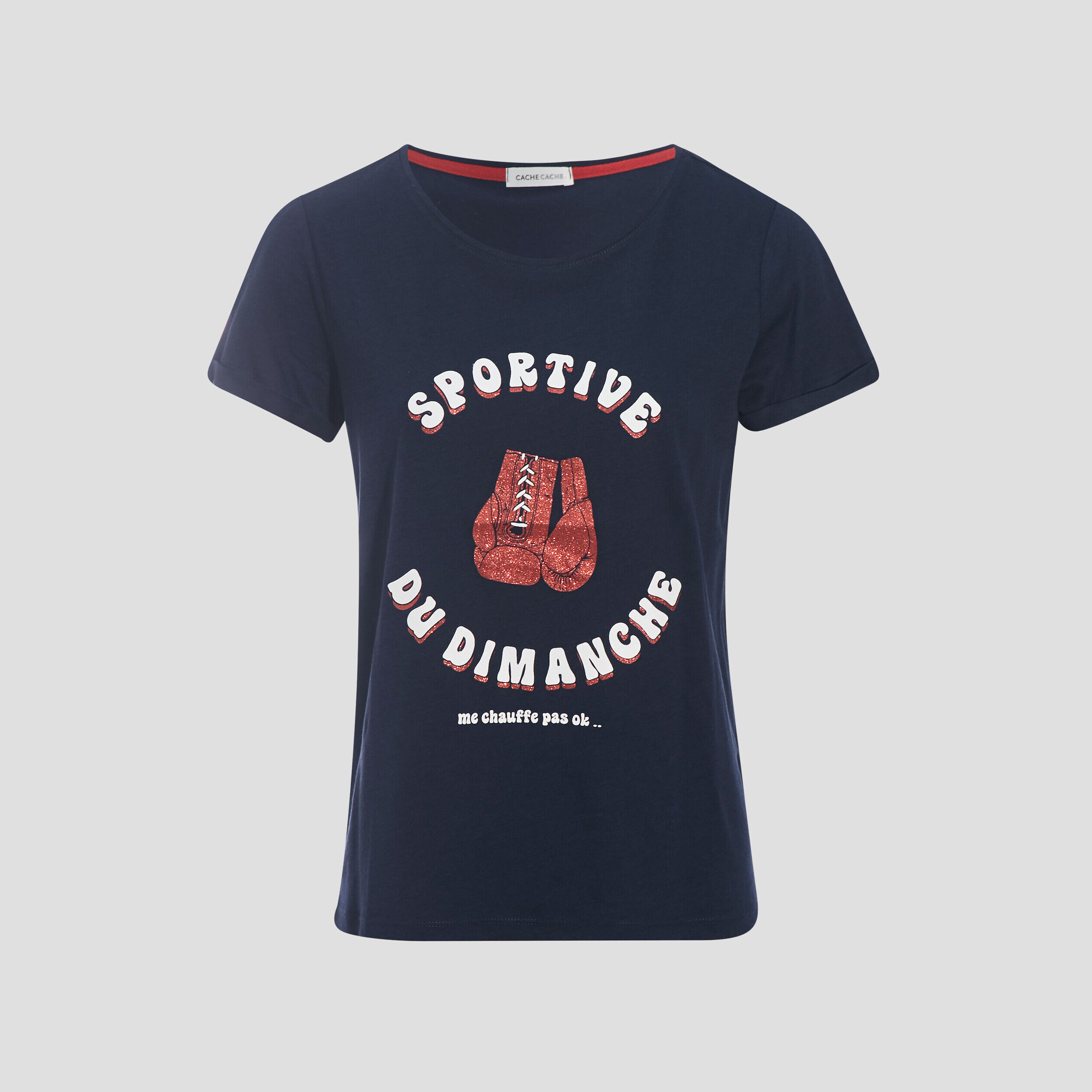 T-shirt manches courtes bleu marine femme | Cache Cache