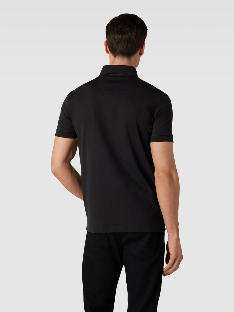 Poloshirt mit Label-Stitching Modell 'Pavel' in schwarz