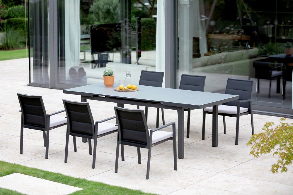 NIEHOFF GARDEN Gartentisch Niehoff Nancer Ausziehtisch Aluminium/Glasauflage (1)