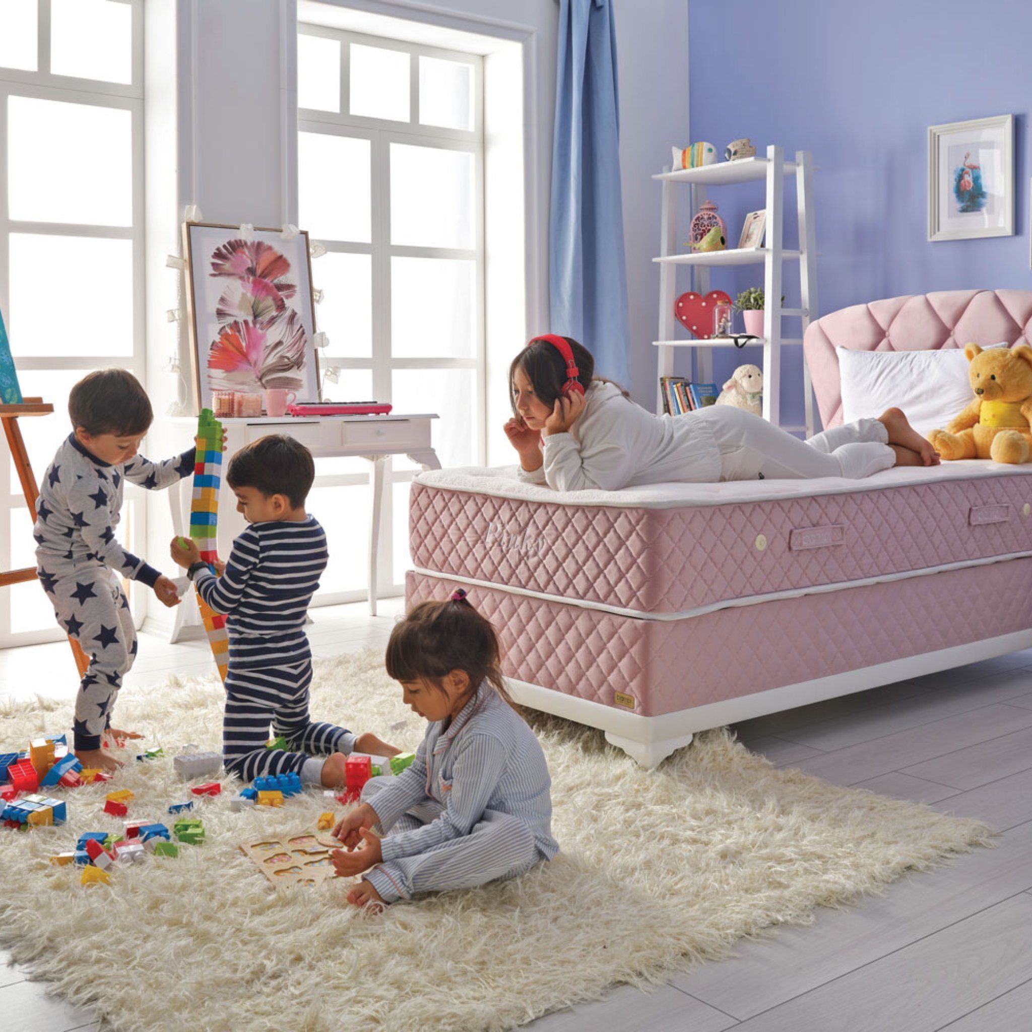Taschenfederkernmatratze 7 Schichten Höhe 29 cm Matratze 90x200 Doppelseitige Verwendung Pinky, Moln