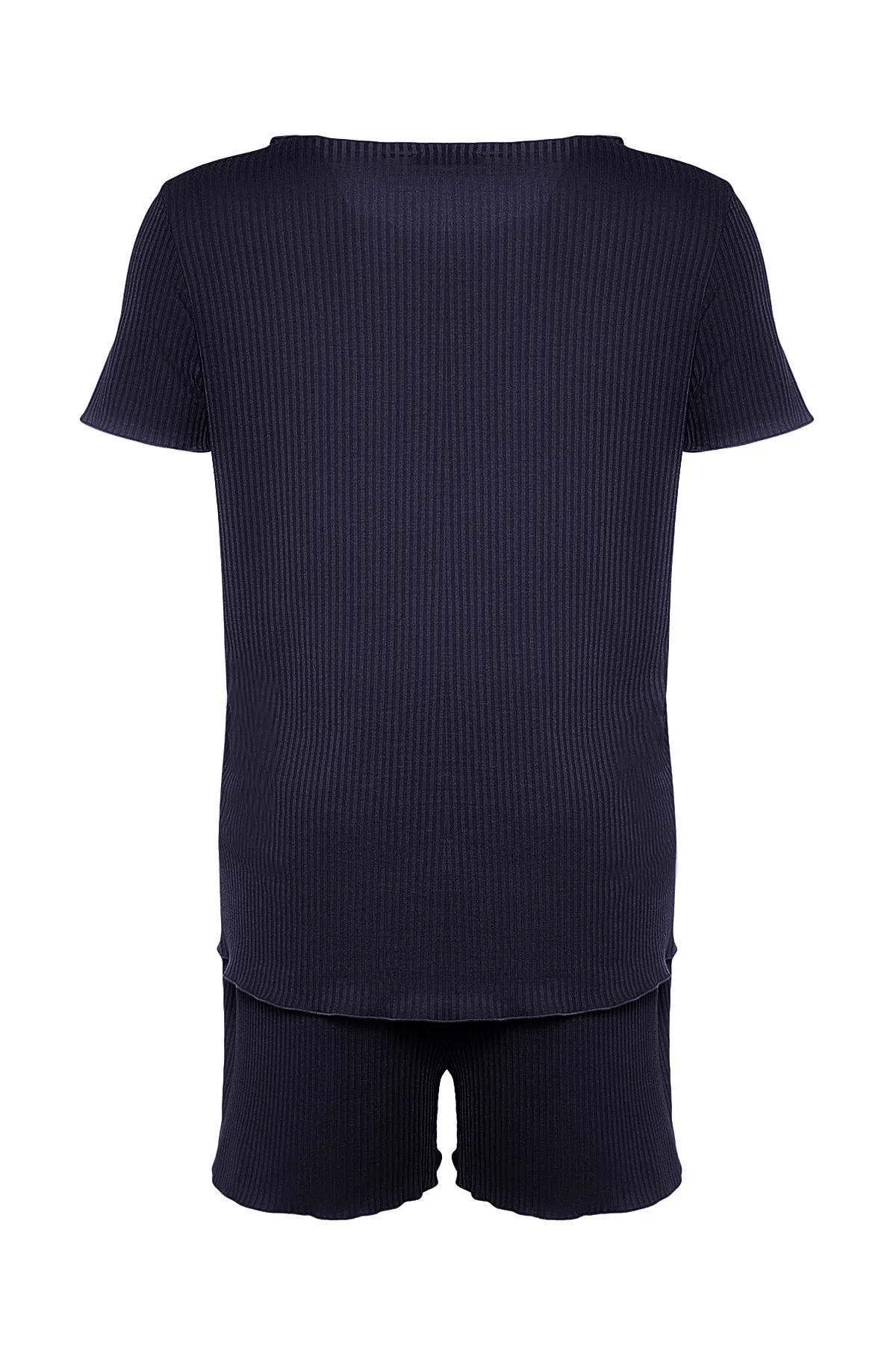 Trendyol Curve  Marineblaues Strick-Pyjama-Set mit Rundhalsausschnitt TBSSS22PT0216