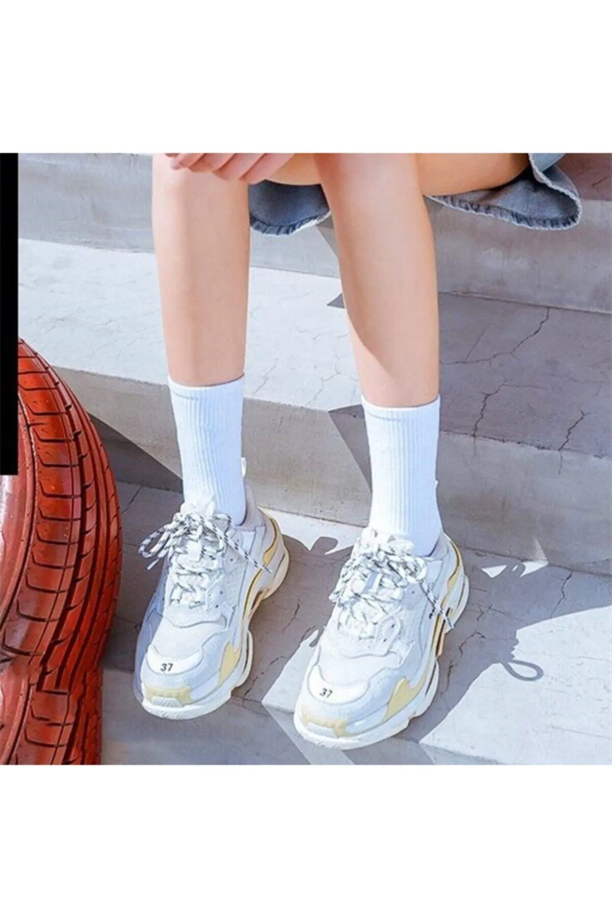 SOYTEMİZ  6 Paar schlichte weiße College-Socken