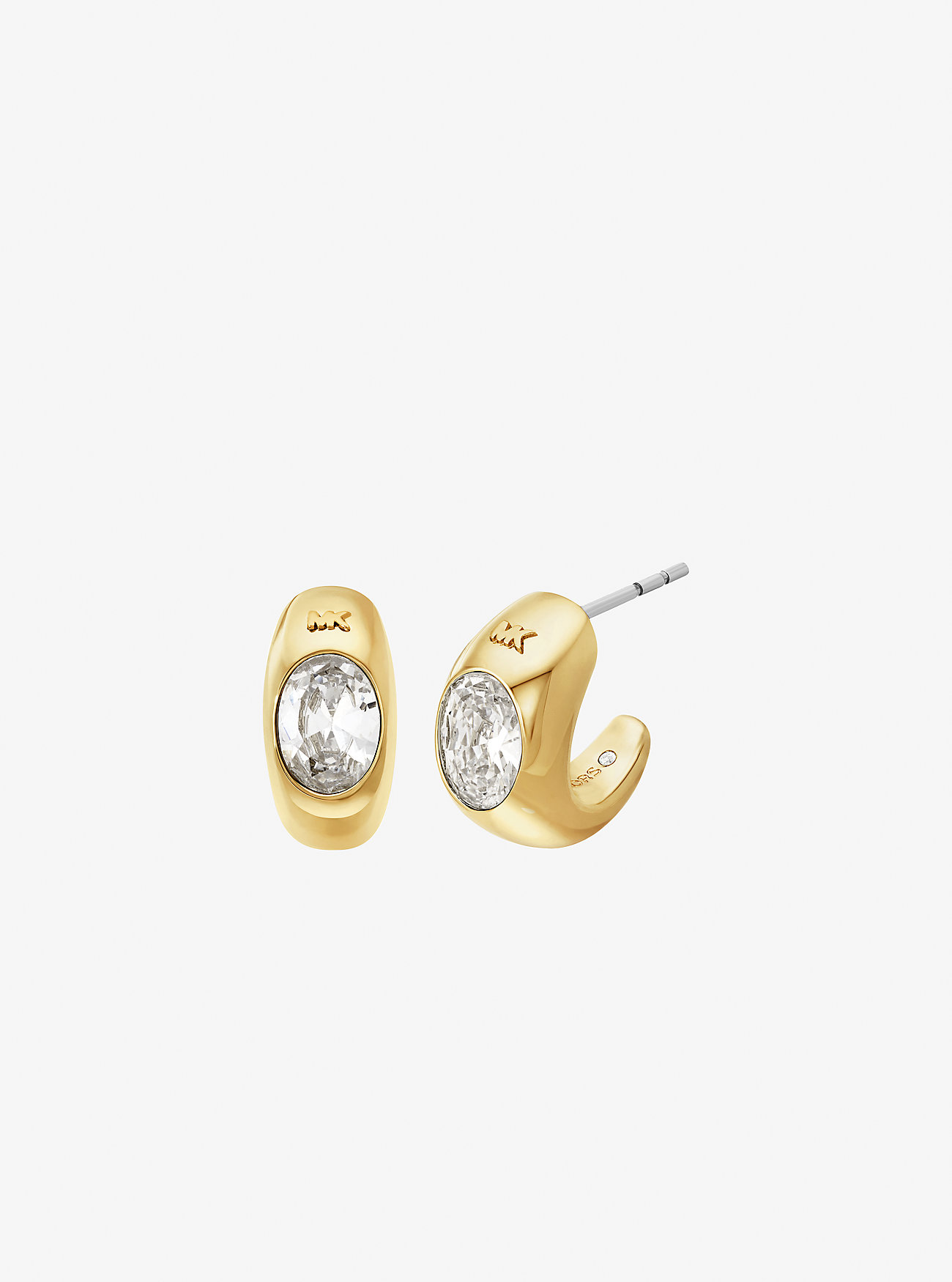 Precious Metal-Plated Cubic Zirconia Huggie Hoop Earrings - GOLD/CLEAR