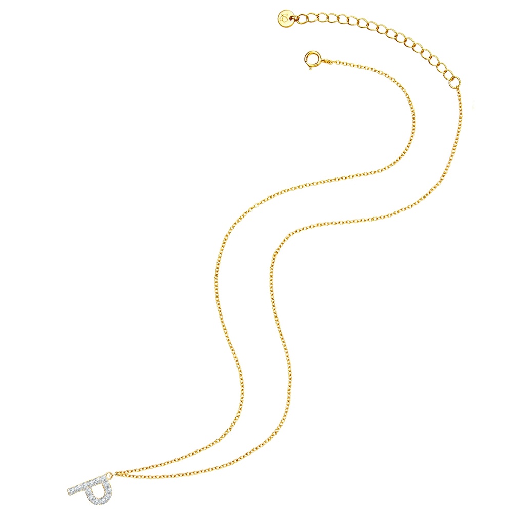 Glanzstücke München Collier en argent Lettre P Argent sterling Oxyde de zirconium (CZ) en Or jaune collier
