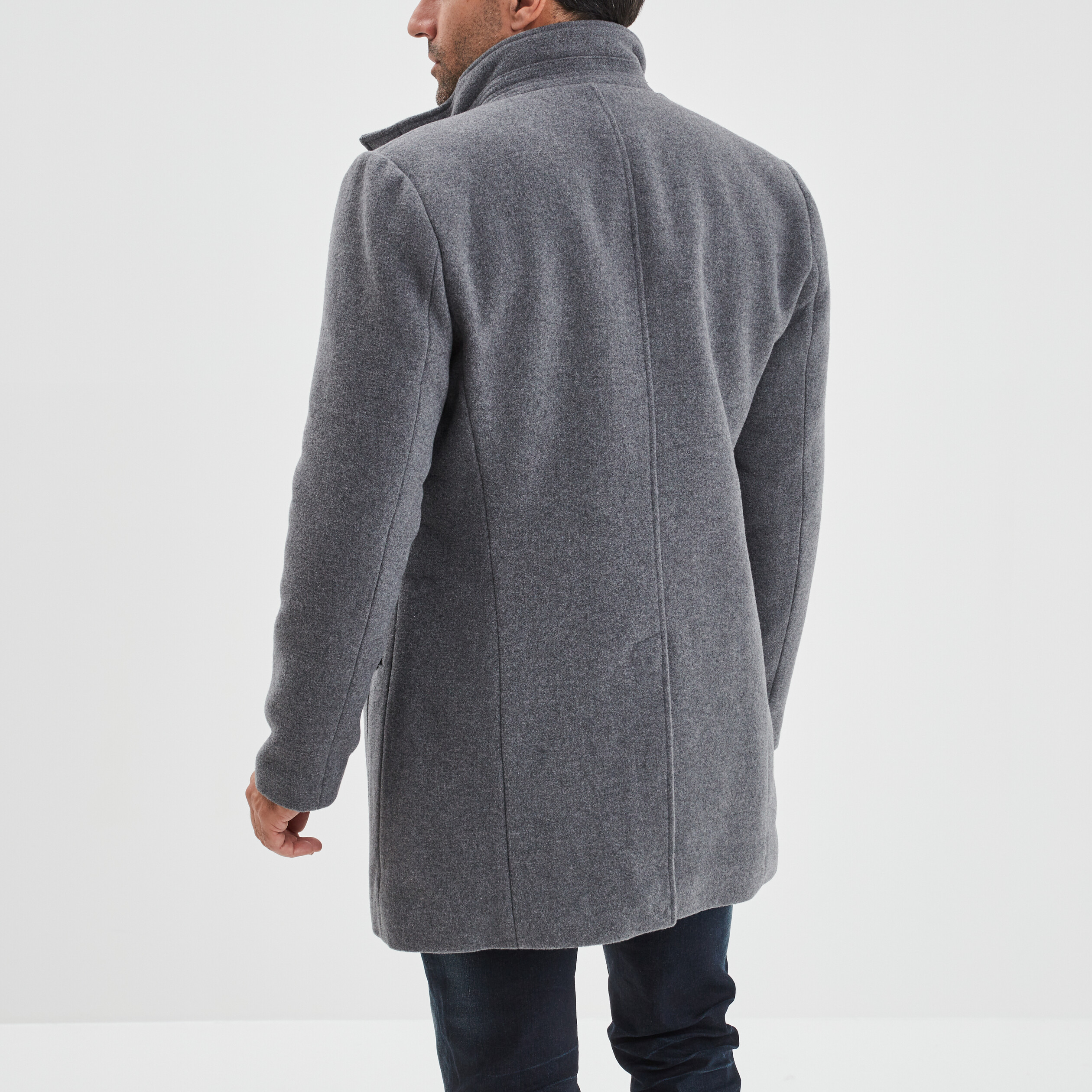 Manteau droit long gris foncé homme | La Halle