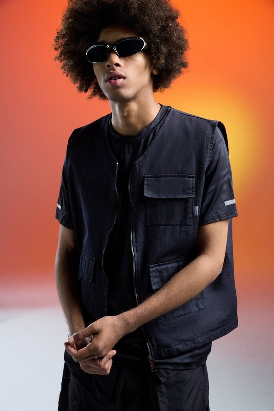 Schwarz Twill Utility-Tanktop