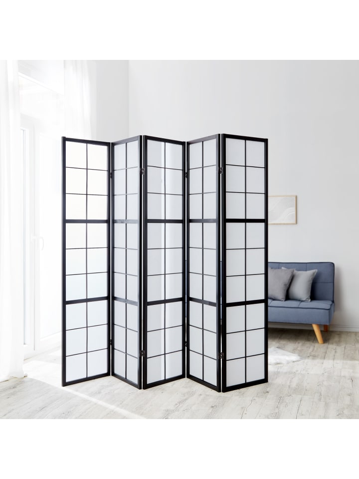 Homestyle4u 5-tlg. Paravent Shoji in Schwarz 220x175 günstig kaufen onesize