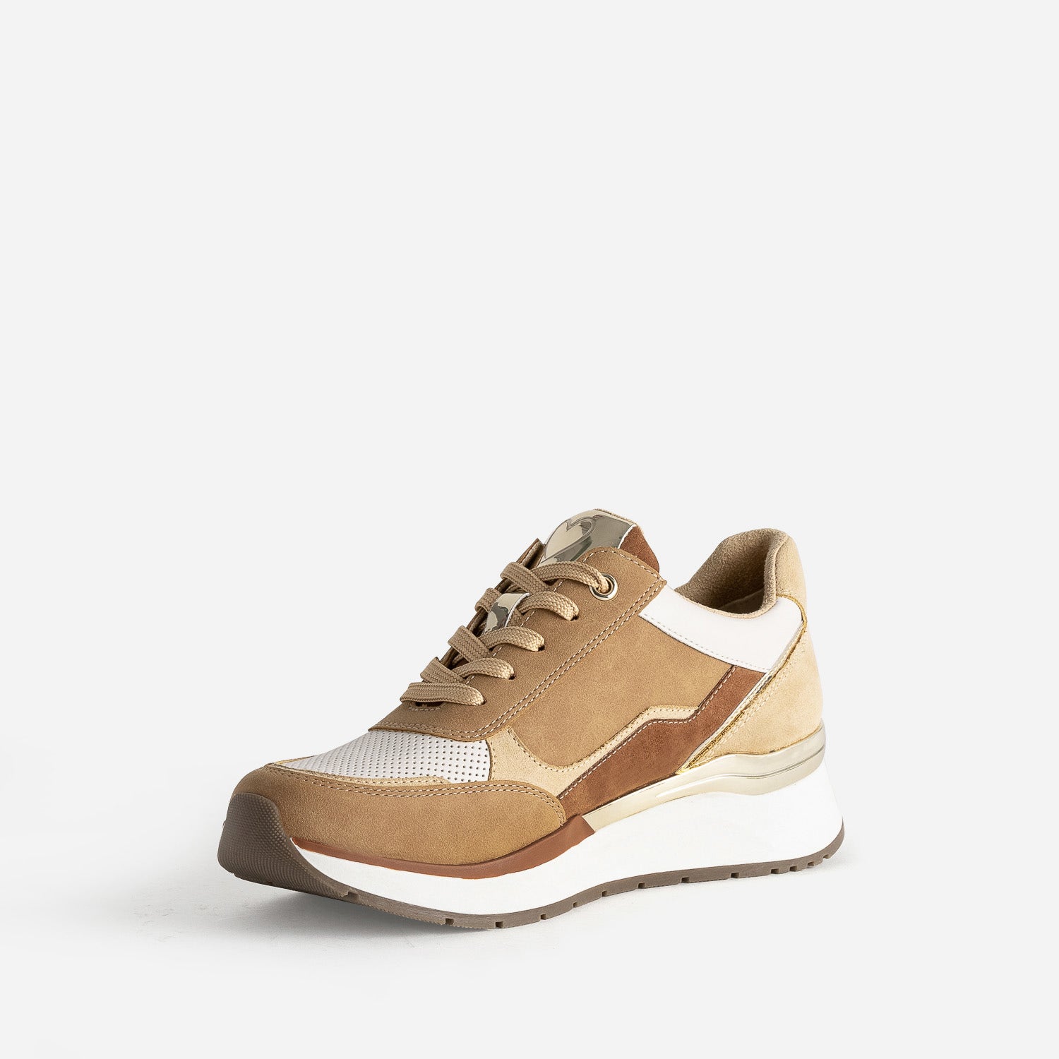 Tennis MARCO TOZZI camel, beige et blanc
