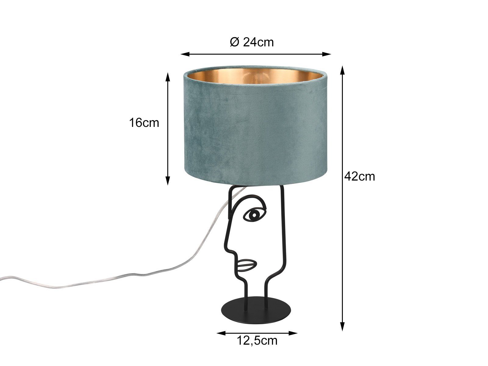 meineWunschleuchte LED Tischleuchte, LED wechselbar, warmweiß, groß-e ausgefallen-e Design-er Fensterlampe Lampenschirm Samt, H 42cm