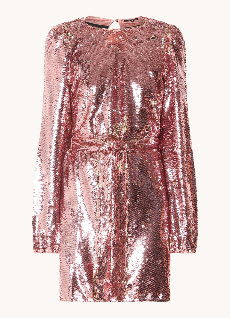 NIKKIE Jessie mini dress with sequins and bow belt