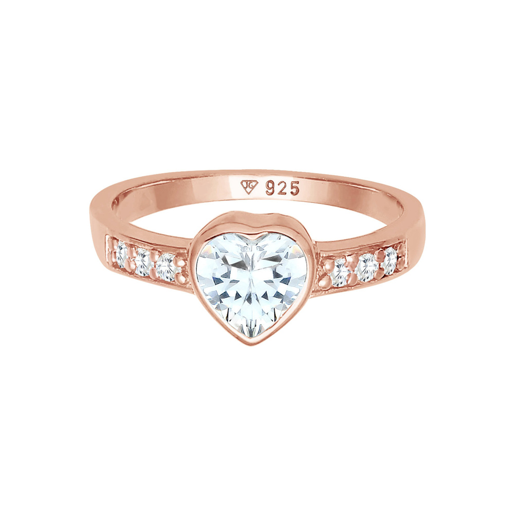 Elli Elli Bague Femmes Coeur Symbole Fiançailles avec Cristaux de Zirconium en Argent  Bague