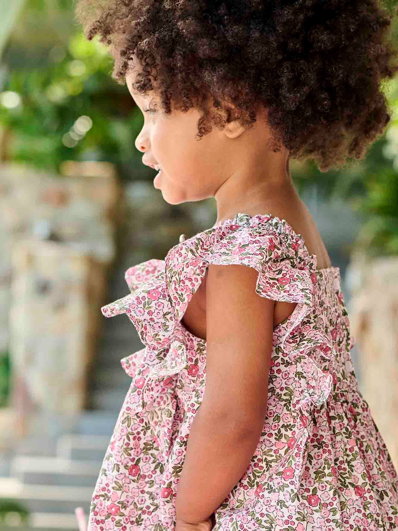 Vertbaudet Baby Volantkleid - rosa kariert
