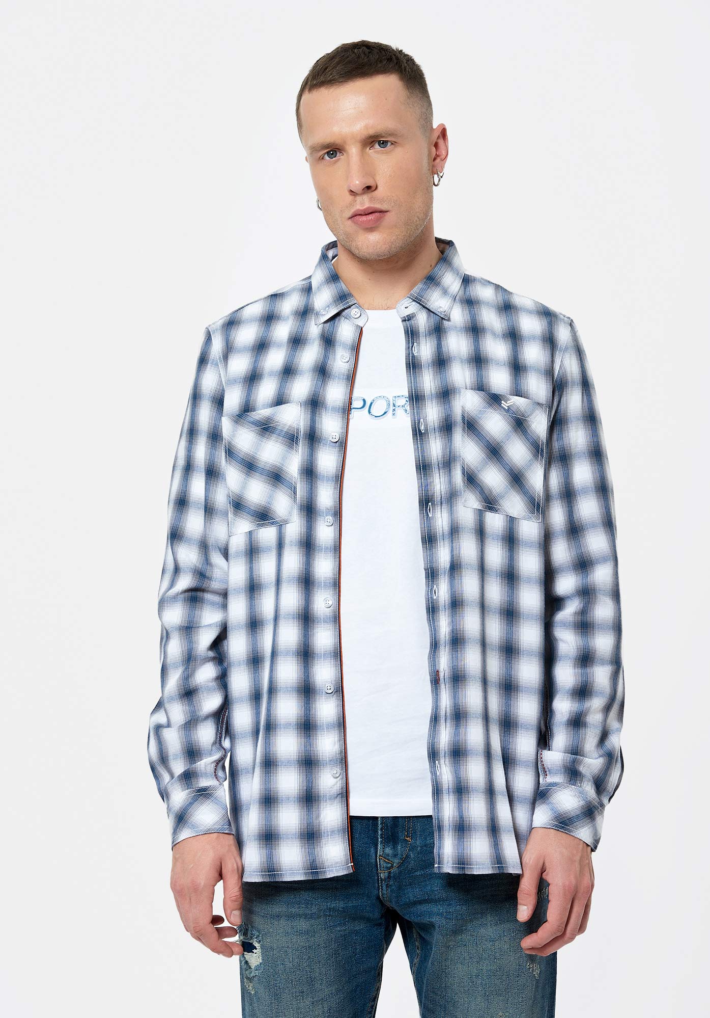 MALMO  Chemise bleue à carreaux Homme
