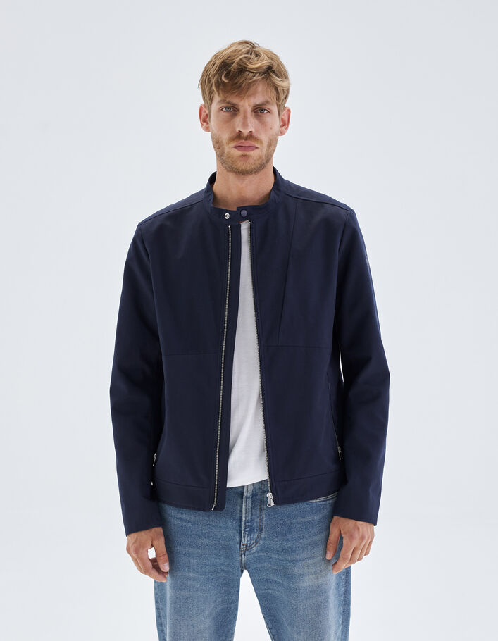 Blouson marine à col pressionné Homme