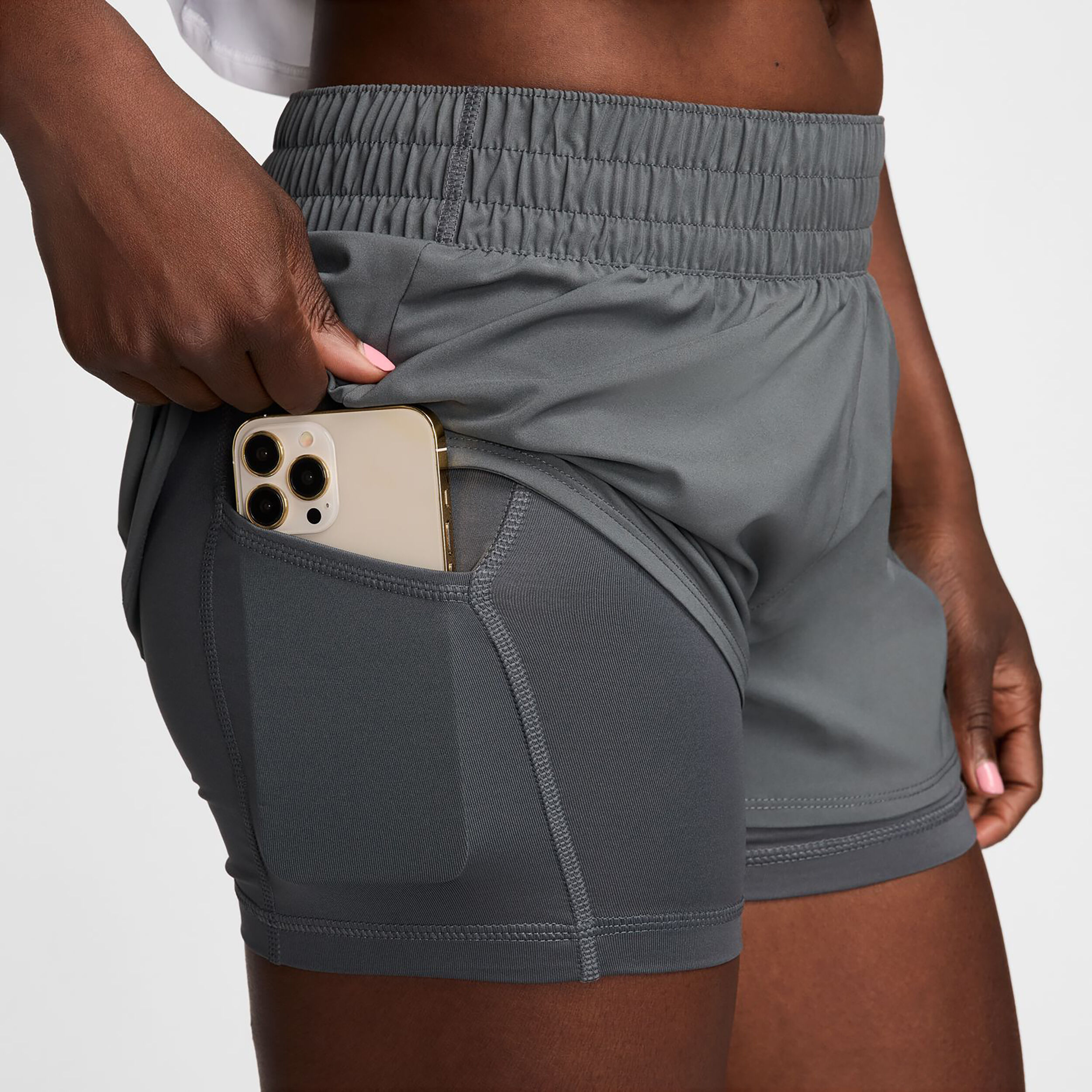 Dri-Fit One MR 3inch 2in1 Shorts Damen - Grau, Schwarz