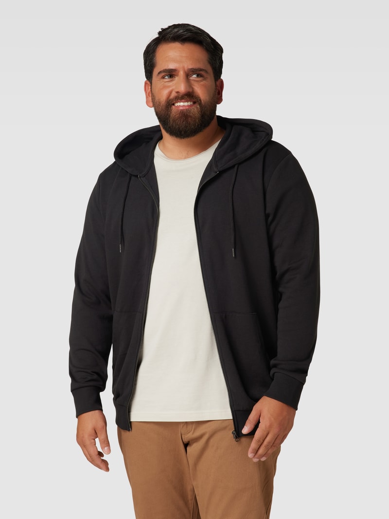 PLUS SIZE Sweatjacke mit Kapuze Modell 'BASIC' in schwarz