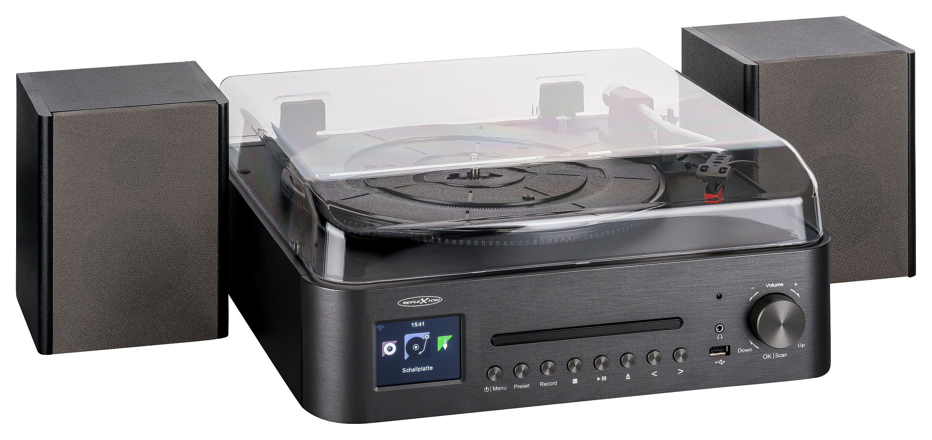 Reflexion HIF2078INT Plattenspieler mit Lautsprecher Multifunktionsspieler (Plattenspieler mit Internetradio, UKW/DAB+, Bluetooth, MP3/CD, AUX-IN)